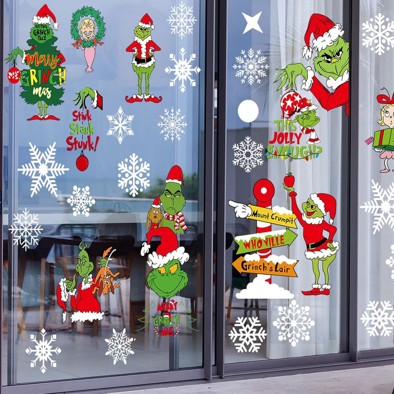 i-Beeboo Christmas Window Clings Decorations for Glass Windows Winter Stickers Snowflakes Christmas Decorations Christmas Window Stickers for Holiday Window Clings Winter Decorations 10 Sheet - Image 2